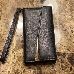Black phone and card holder wristlet for iPhone 6